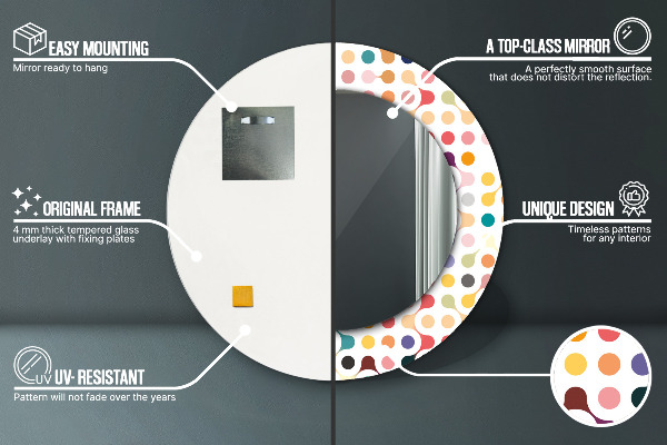 Lustro z drukowaną ramką okrągłe Bezszwowy wielokolorowy