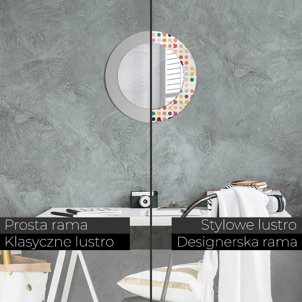Lustro z drukowaną ramką okrągłe Bezszwowy wielokolorowy