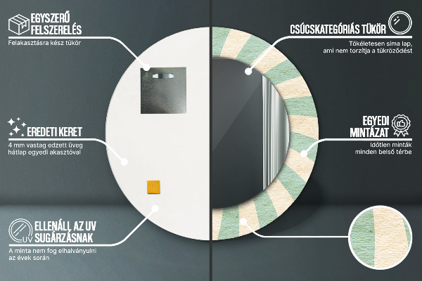 Lustro z drukowaną ramką okrągłe Retro pastelowy wzór