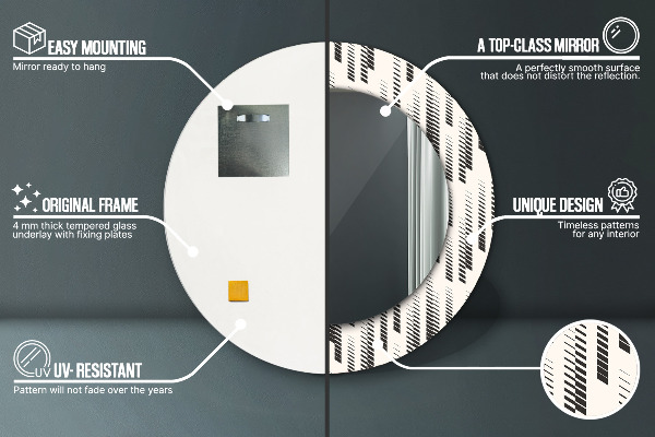 Lustro z drukowaną ramką okrągłe Wzór w paski