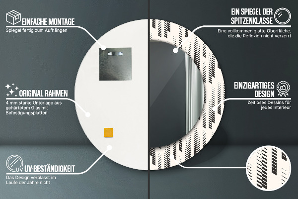 Lustro z drukowaną ramką okrągłe Wzór w paski