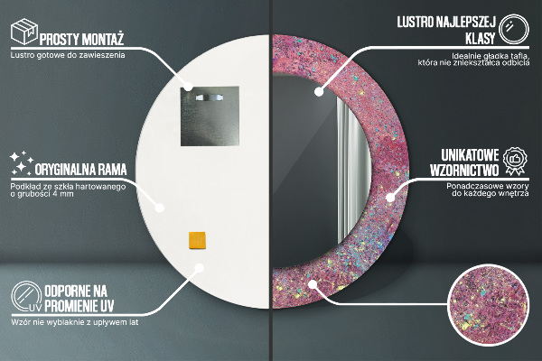 Lustro z drukowaną ramką okrągłe Festiwal kolorów