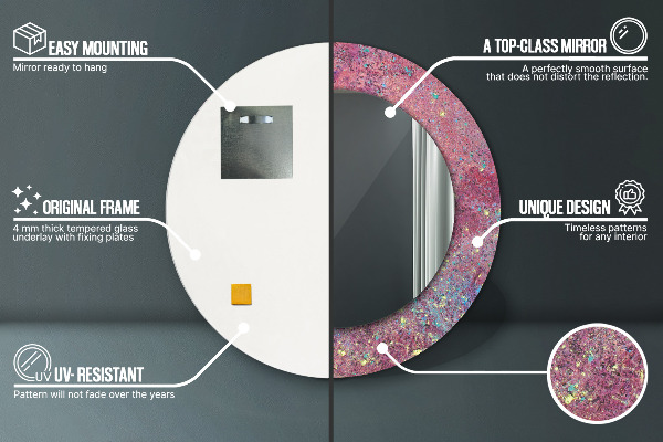 Lustro z drukowaną ramką okrągłe Festiwal kolorów