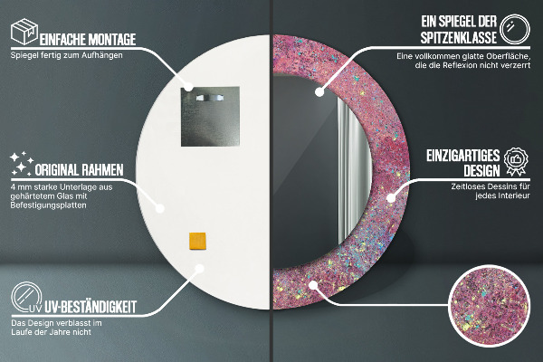 Lustro z drukowaną ramką okrągłe Festiwal kolorów