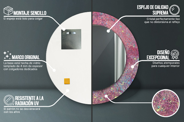 Lustro z drukowaną ramką okrągłe Festiwal kolorów