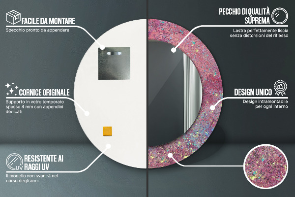 Lustro z drukowaną ramką okrągłe Festiwal kolorów