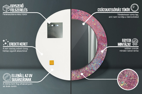 Lustro z drukowaną ramką okrągłe Festiwal kolorów