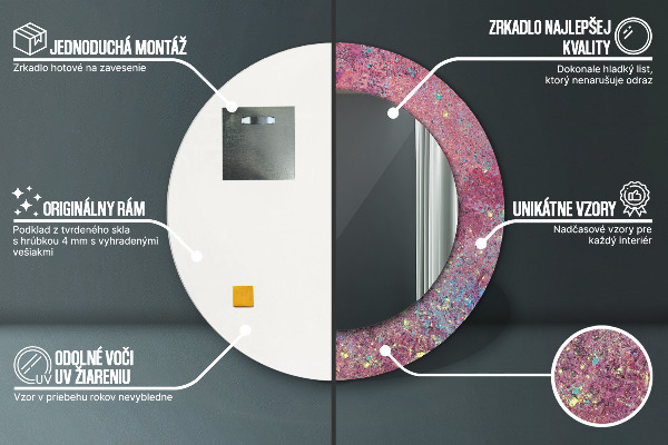 Lustro z drukowaną ramką okrągłe Festiwal kolorów