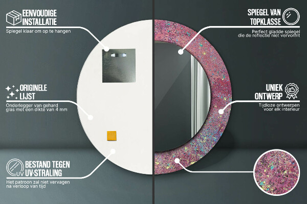 Lustro z drukowaną ramką okrągłe Festiwal kolorów