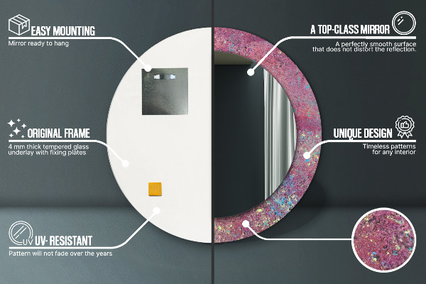 Lustro z drukowaną ramką okrągłe Festiwal kolorów