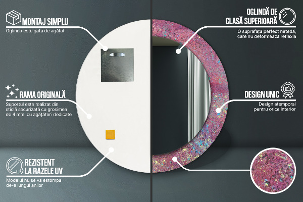 Lustro z drukowaną ramką okrągłe Festiwal kolorów