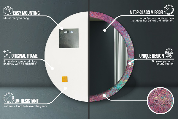 Lustro z drukowaną ramką okrągłe Festiwal kolorów