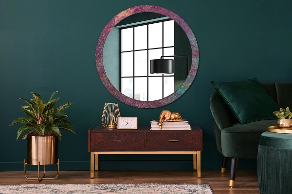 Lustro z drukowaną ramką okrągłe Festiwal kolorów