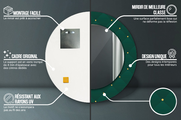 Lustro ramka z nadrukiem okrągłe Zielony luksusowy szablon
