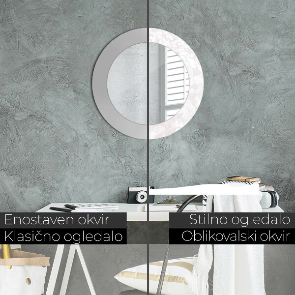 Lustro z drukowaną ramką okrągłe Delikatna tekstura roccoco