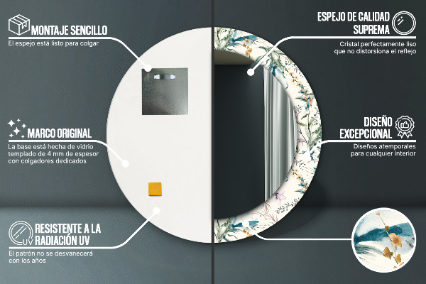 Lustro ścienne dekoracyjne okrągłe Kwiaty akwarelowe