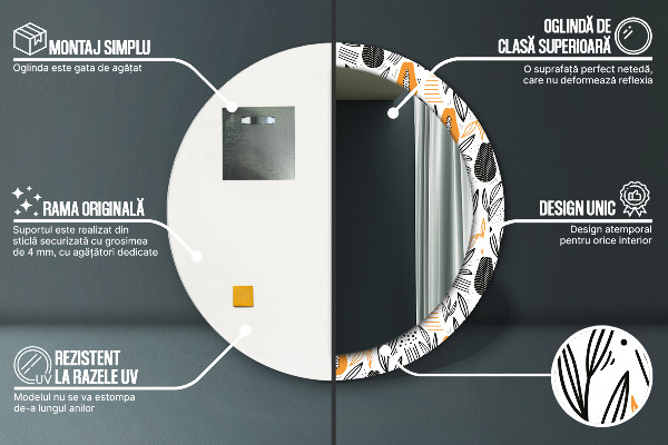 Lustro ścienne dekoracyjne okrągłe Wzór papai