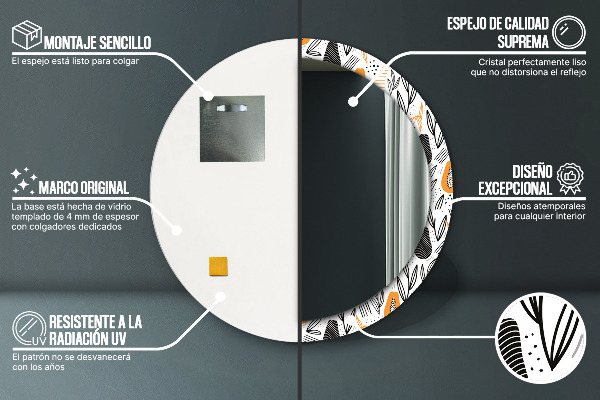 Lustro ścienne dekoracyjne okrągłe Wzór papai