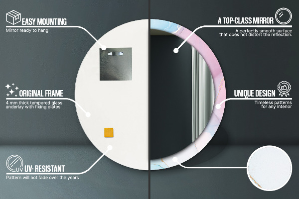 Lustro ścienne dekoracyjne okrągłe Nowoczesny marmur tekstura