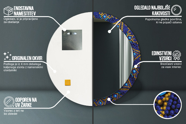 Lustro ścienne dekoracyjne okrągłe Kompozycja dekoracyjna