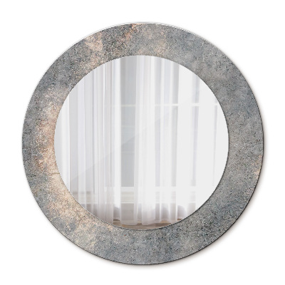 Lustro z drukowaną ramką okrągłe Vintage beton