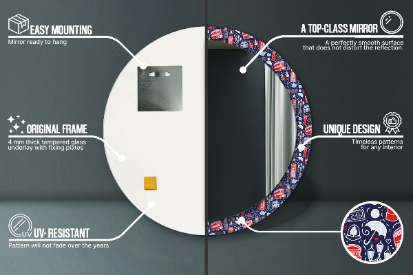 Lustro z drukowaną ramką okrągłe Symbol londynu