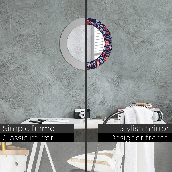 Lustro z drukowaną ramką okrągłe Symbol londynu