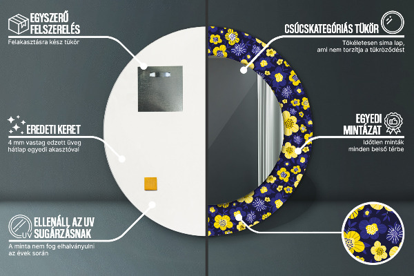 Lustro ścienne dekoracyjne okrągłe Słodkie małe kwiaty
