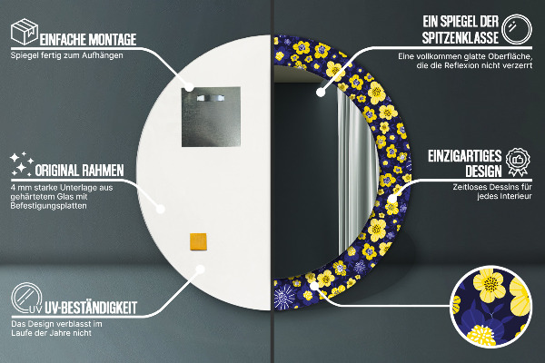 Lustro ścienne dekoracyjne okrągłe Słodkie małe kwiaty