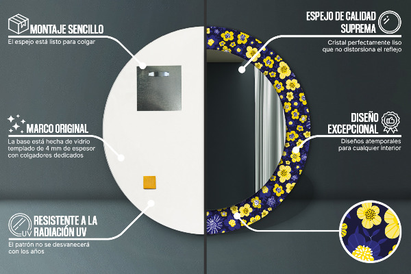 Lustro ścienne dekoracyjne okrągłe Słodkie małe kwiaty