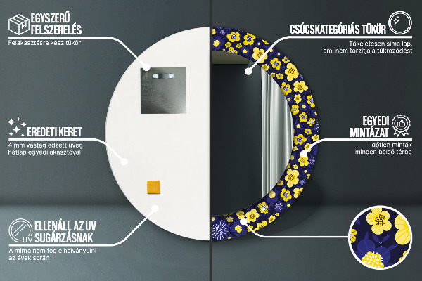 Lustro ścienne dekoracyjne okrągłe Słodkie małe kwiaty