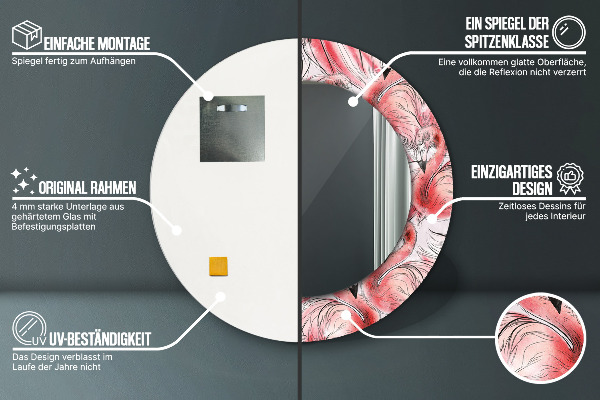 Lustro ścienne dekoracyjne okrągłe Wzór flaminga