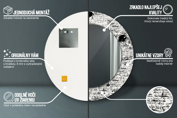 Lustro ścienne dekoracyjne okrągłe Wzór bazgrołów