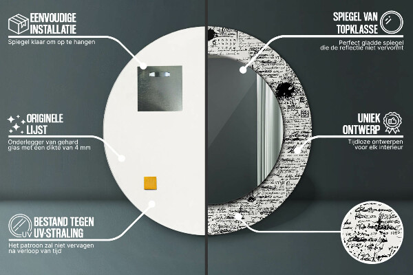 Lustro ścienne dekoracyjne okrągłe Wzór bazgrołów