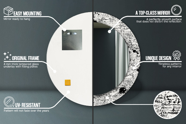 Lustro ścienne dekoracyjne okrągłe Wzór bazgrołów