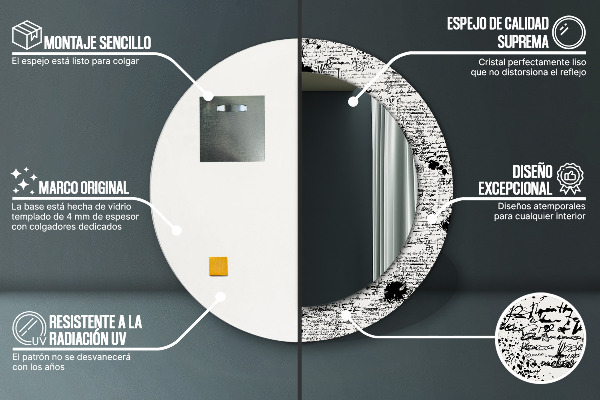 Lustro ścienne dekoracyjne okrągłe Wzór bazgrołów