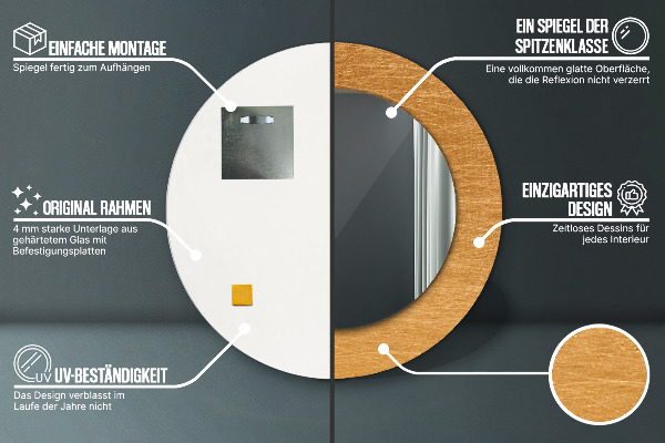 Lustro ścienne dekoracyjne okrągłe Metalowa powierzchnia
