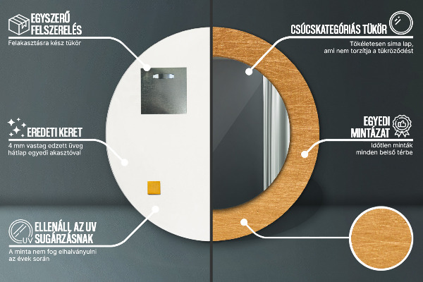 Lustro ścienne dekoracyjne okrągłe Metalowa powierzchnia