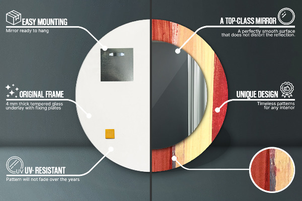 Lustro z drukowaną ramką okrągłe Abstrakcyjny obraz