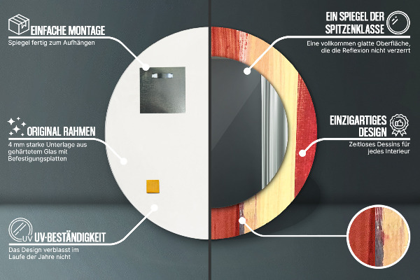 Lustro z drukowaną ramką okrągłe Abstrakcyjny obraz