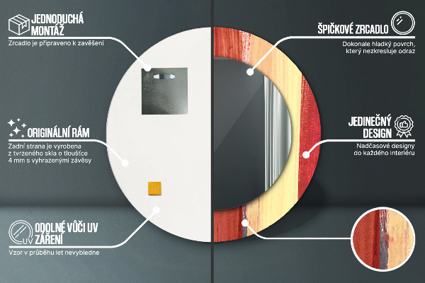 Lustro z drukowaną ramką okrągłe Abstrakcyjny obraz