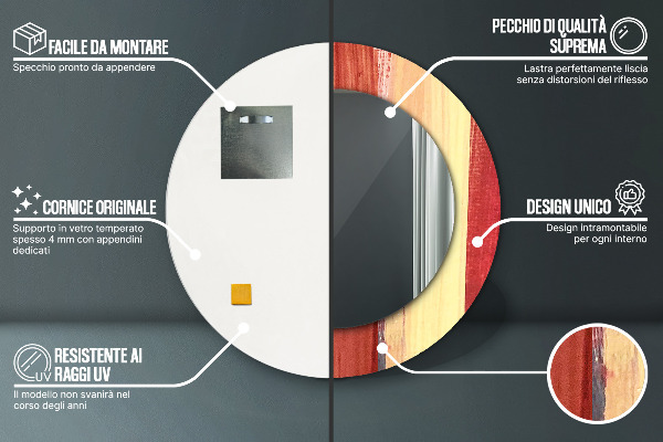 Lustro z drukowaną ramką okrągłe Abstrakcyjny obraz