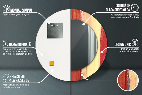 Lustro z drukowaną ramką okrągłe Abstrakcyjny obraz