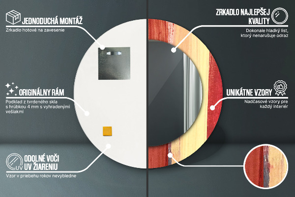 Lustro z drukowaną ramką okrągłe Abstrakcyjny obraz
