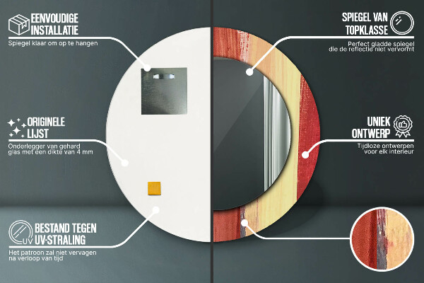 Lustro z drukowaną ramką okrągłe Abstrakcyjny obraz