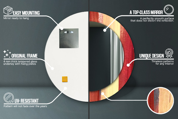 Lustro z drukowaną ramką okrągłe Abstrakcyjny obraz