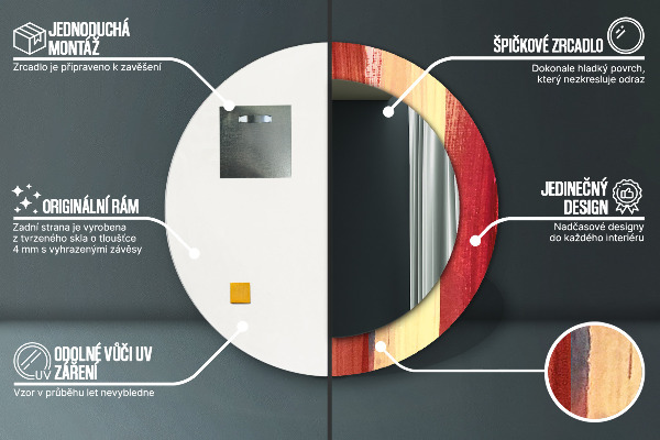 Lustro z drukowaną ramką okrągłe Abstrakcyjny obraz