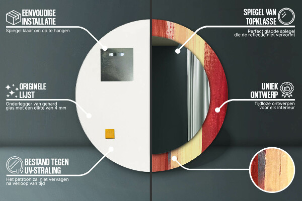 Lustro z drukowaną ramką okrągłe Abstrakcyjny obraz