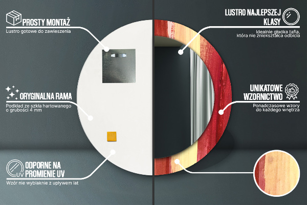Lustro z drukowaną ramką okrągłe Abstrakcyjny obraz