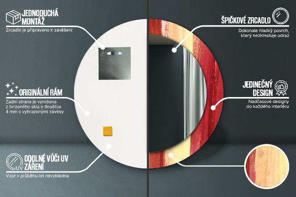 Lustro z drukowaną ramką okrągłe Abstrakcyjny obraz
